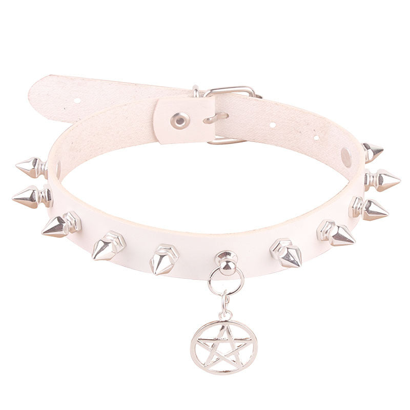 Women's Pentagram Alloy Leather Punk Hexagonal Pointed Collar