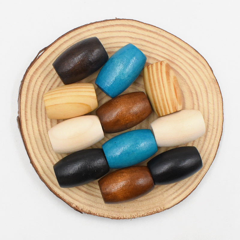 Colorful Wooden Bead Wig Hollow Braid Jewelry Accessories