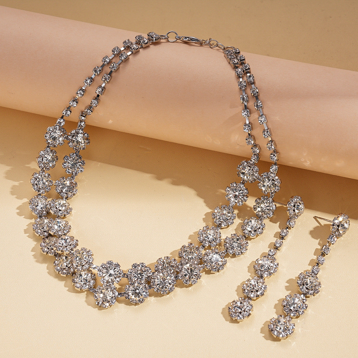 Style Turquoise Blue Diamond Flower Ear Light Luxury Minority Clavicle Necklaces