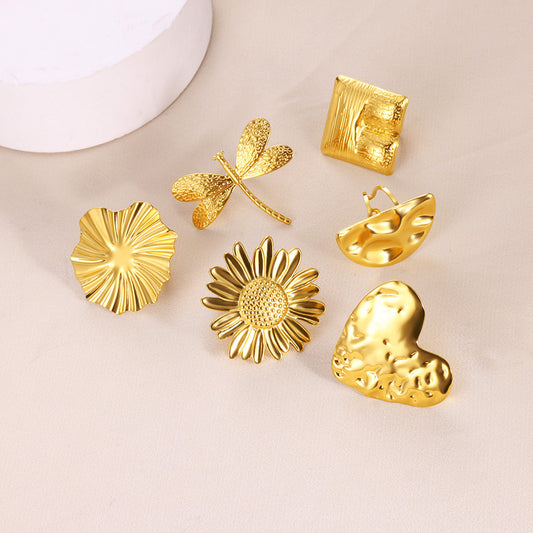 Stainless Steel Lava Pleated Hammer Design Rings