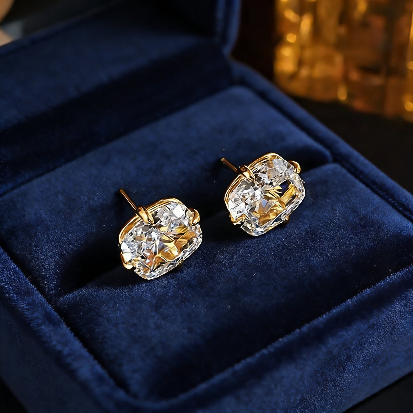 Fashion Pillow-shaped Cut Zircon Light Luxury Commuter Temperament Stud Earrings
