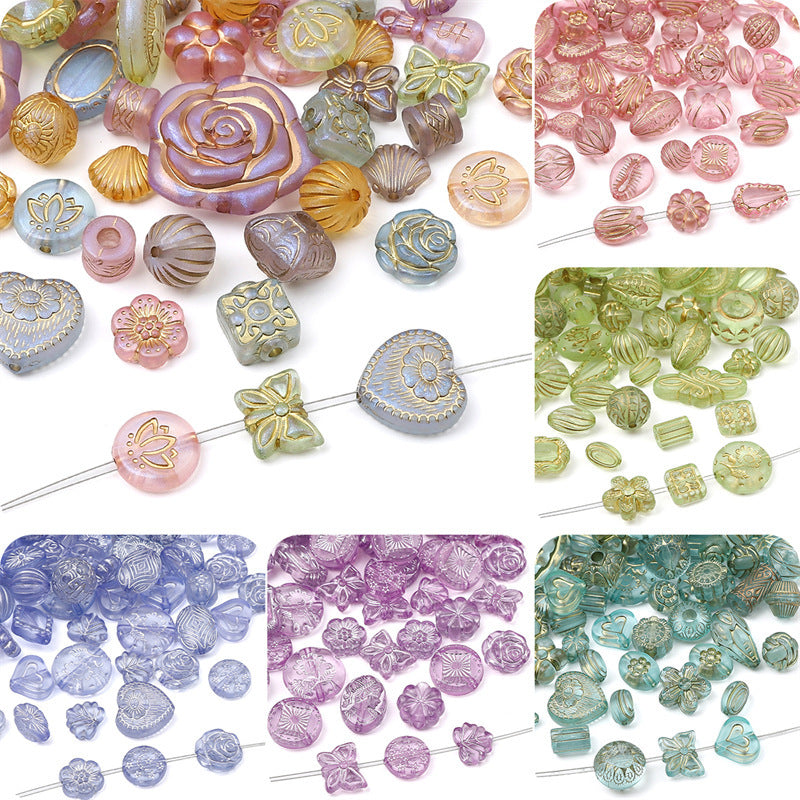 Acrylic Transparent Vintage Frosted Gold Scattered Beads Jewelry Accessories