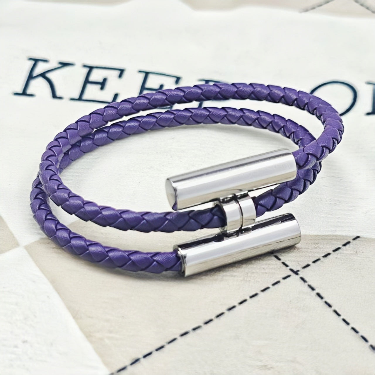 Women's & Men's Steel Leather Rope Woven Hand Strap Bracelets
