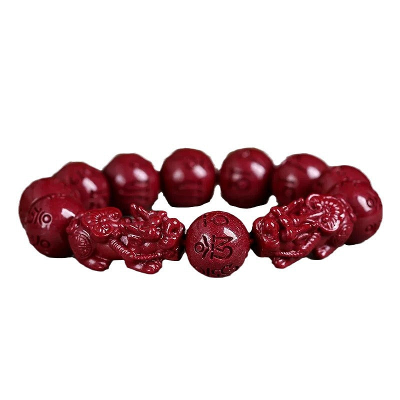Women's & Men's Gold Sand Mantra Double Cinnabar Life Bracelets