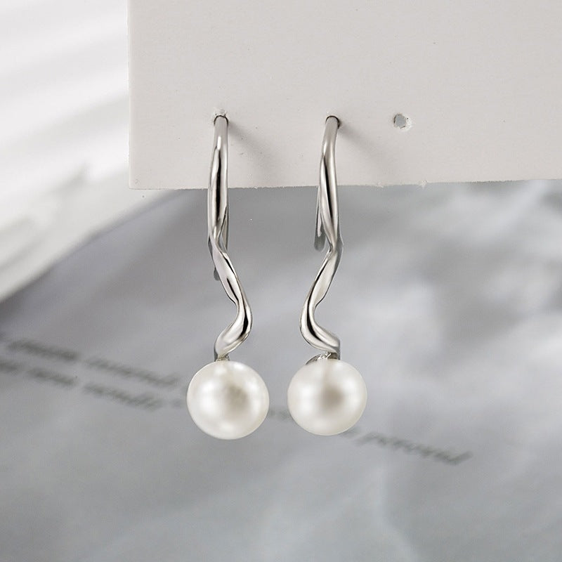 Spiral Pearl Female Light Luxury Minority Design Sense Advanced Delicate Ear Hook