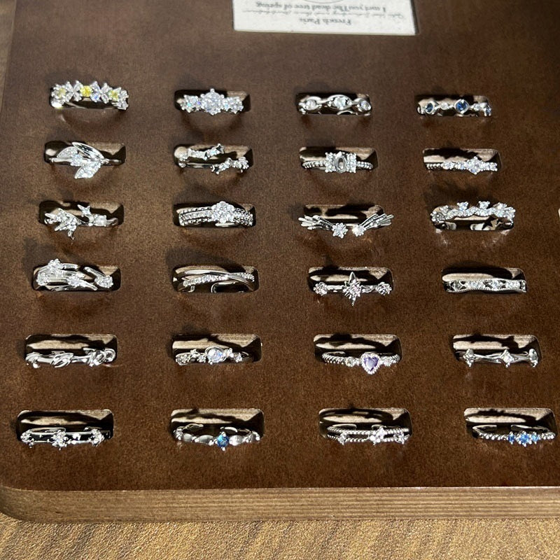 Irregular Texture Geometric Asterism Female Temperamental Minority Unique Design Index Rings