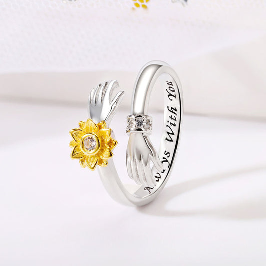 Sunflower Rotating Sier Simple Mori Style Rings