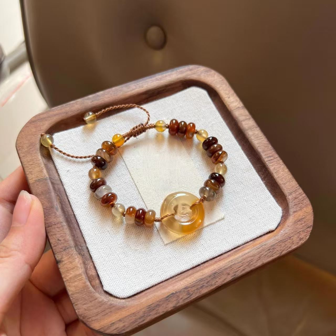 Women's Chinese Retro Brown Safety Buckle National Style Bracelets