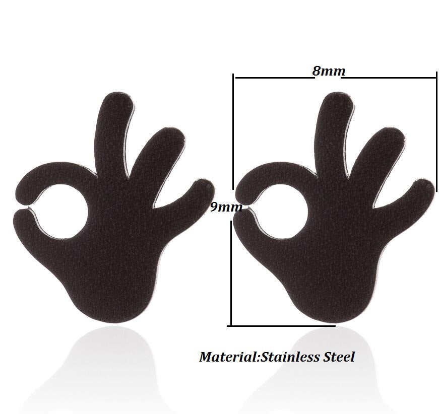 Women's Stainless Steel Geometric Gesture Love Heart Stud Earrings