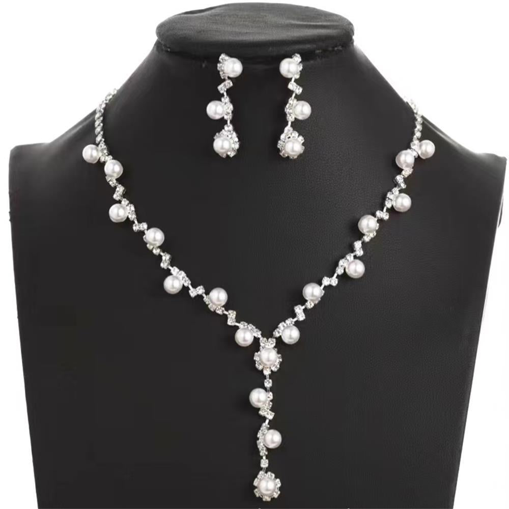 Bridal Popular Sunflower Rhinestone Pearl Two-piece Jewelry Set
