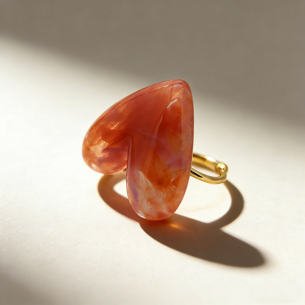 Resin Love Stainless Steel Open Personality Elegant Ring