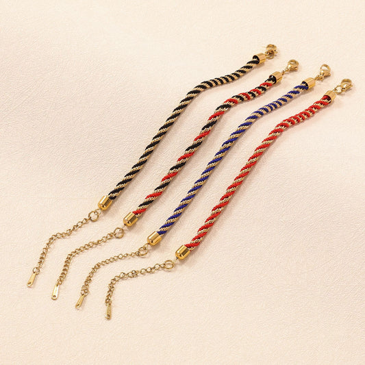 Women's Christmas Handmade Woven Twisted Two-color Stainless Bracelets