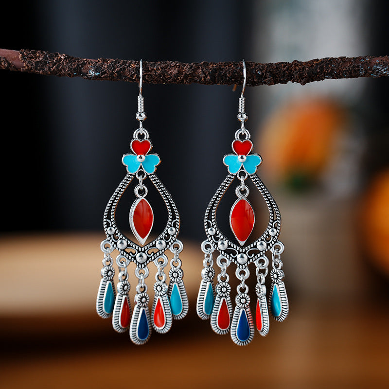 Your Delicate Dripping Oil Retro Alloy Small Ethnic Earrings