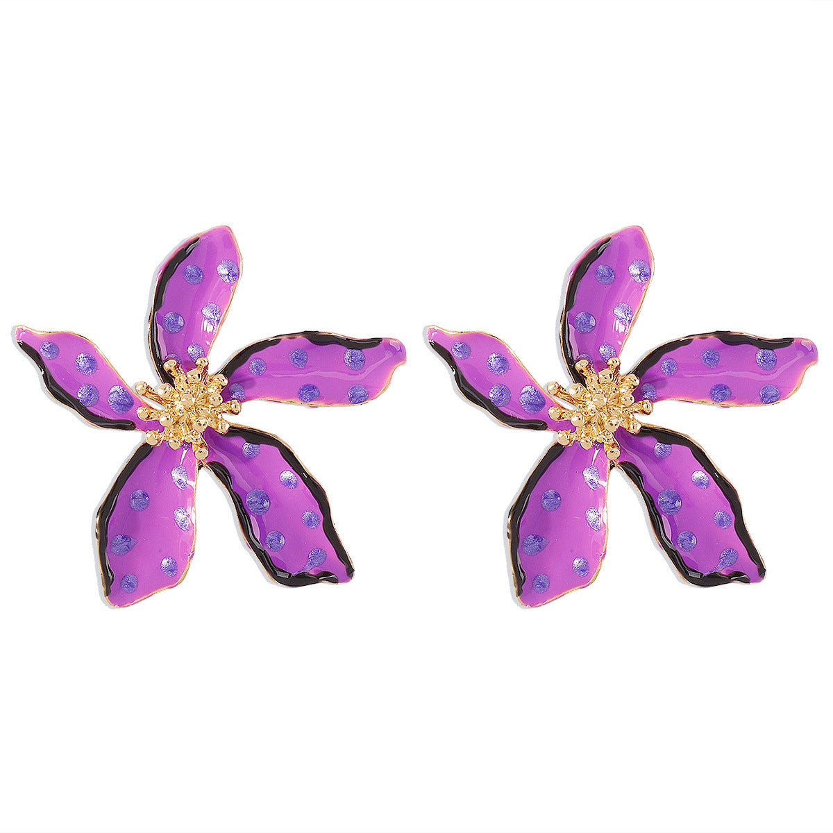 Fashion Unique Exaggerated Personalized Flower Polka Dot High Rings