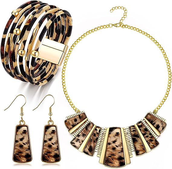 Women's Fashion Vintage Leopard Print Alloy Exaggerated Jewelry Set