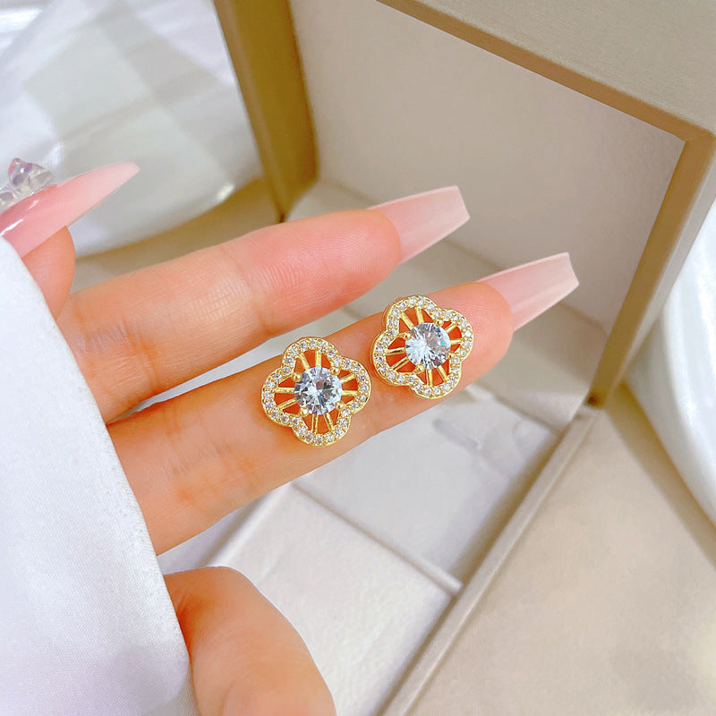 Flower Suite Light Luxury Micro Inlaid Graceful Personality Banquet Ear Necklaces