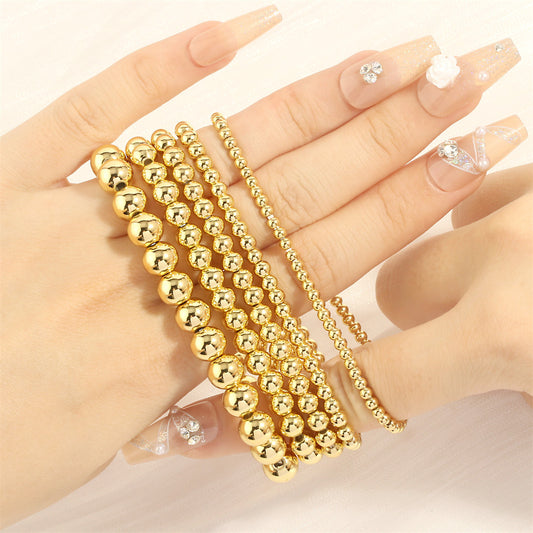 Gold Beads Stretch Fashion Color Retaining Bracelets