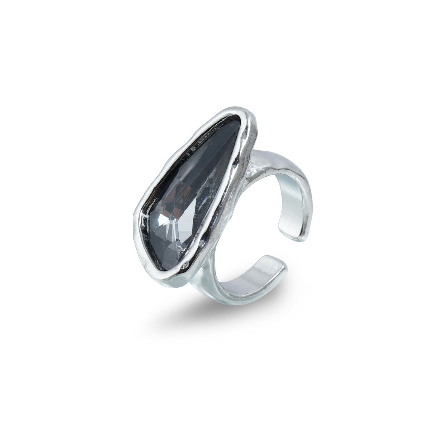Cool Geometric Black Diamond Adjustable Female Personality Creative Opening Ring