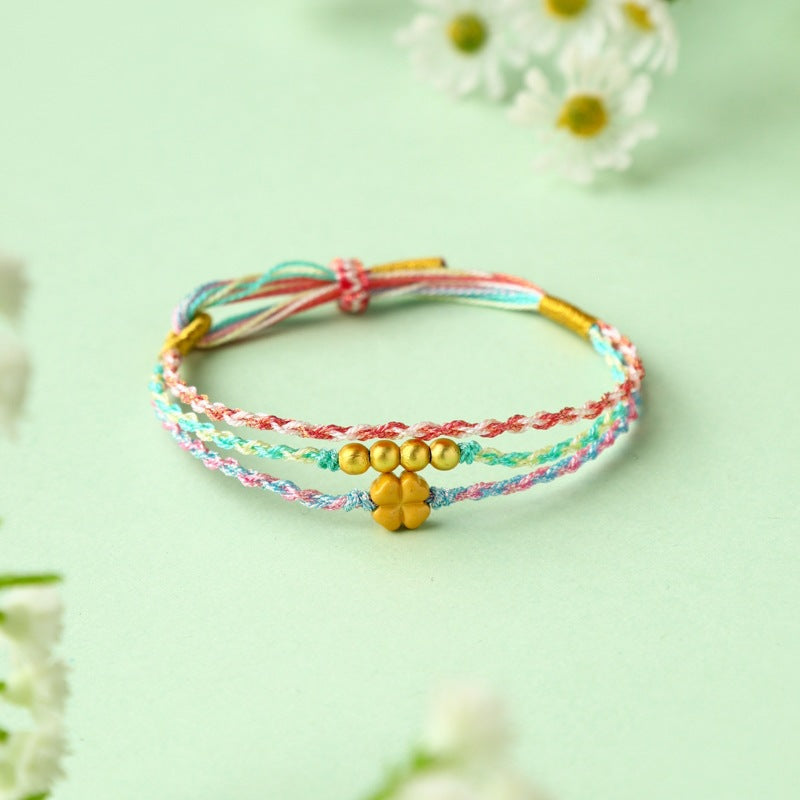 Children's Colorful Braided Rope Wrist String Safe Red Bracelet