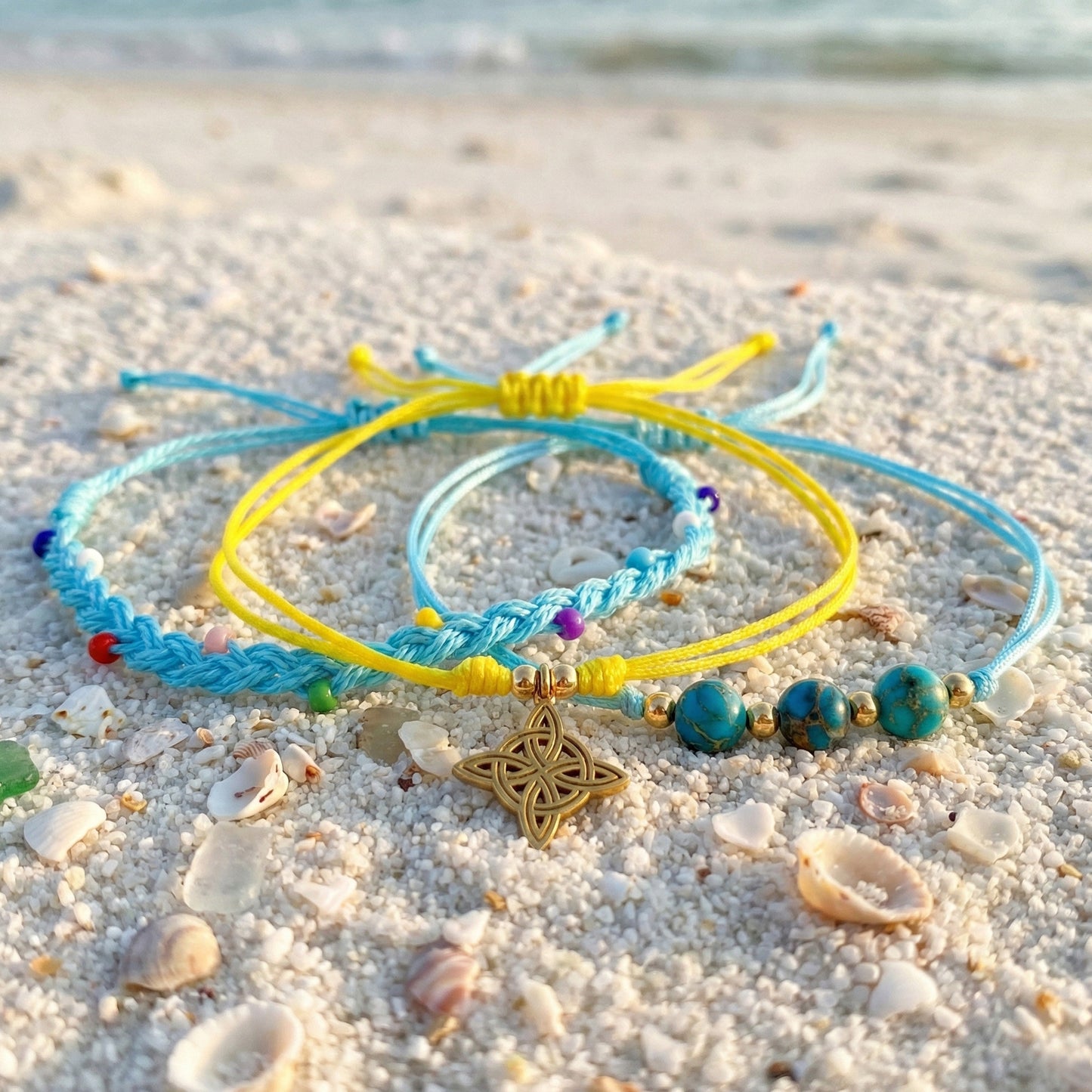 Seaside Style Wax Line Combination Turquoise Emperor Stone Beaded Hand-woven Bracelet