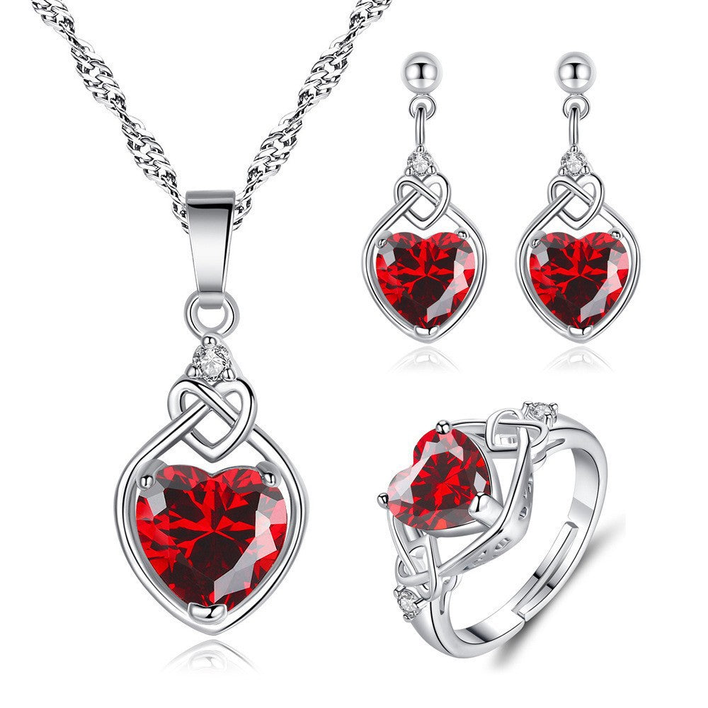 Women's Blue Red Yellow Green Purple White Gemstone Zircon Princess Jewelry Set
