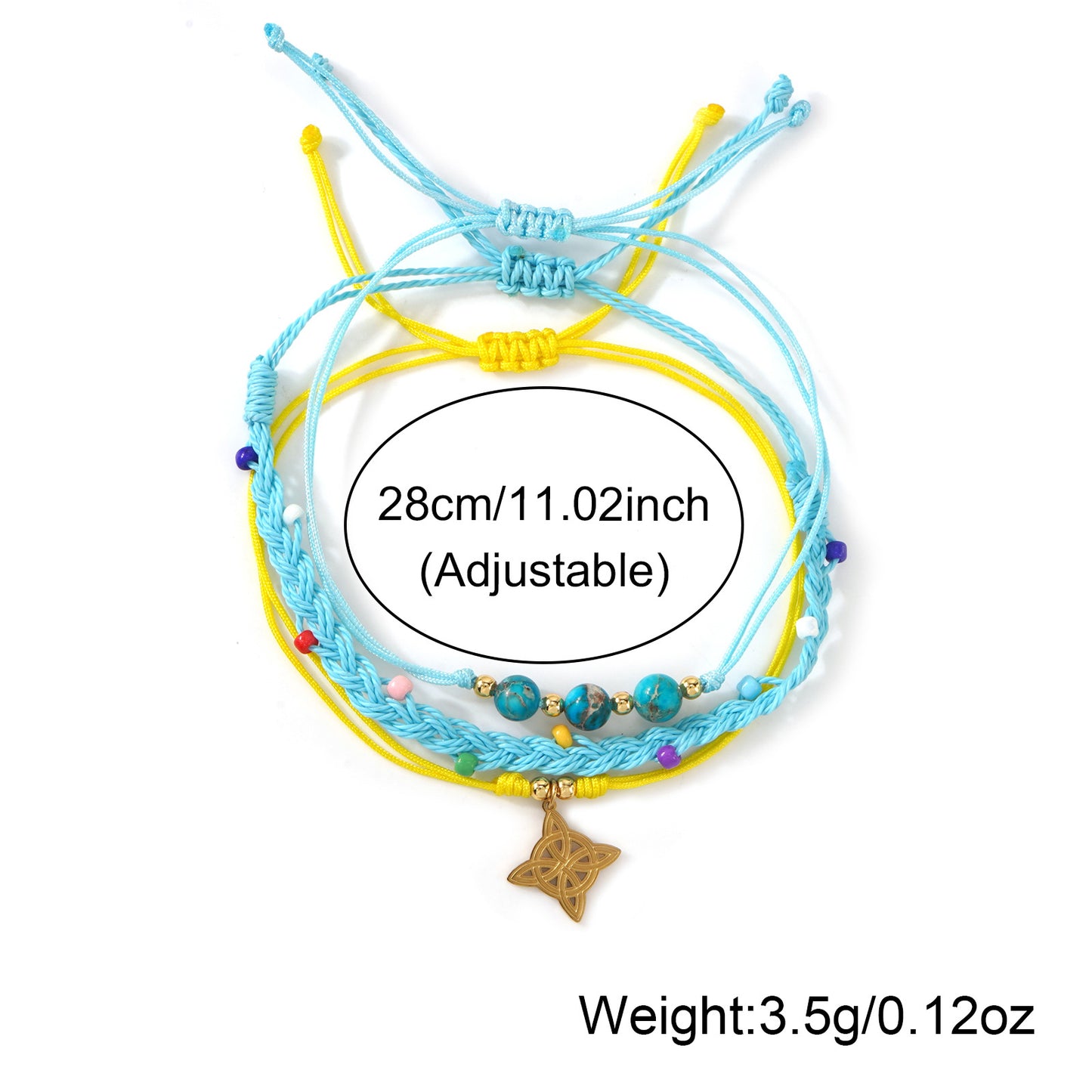 Seaside Style Wax Line Combination Turquoise Emperor Stone Beaded Hand-woven Bracelet