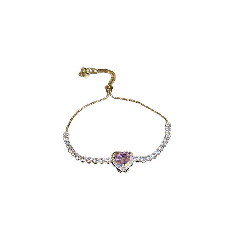 Women's Delicate Heart Zircon Adjustable Light Luxury High Sense Design Niche Bracelets