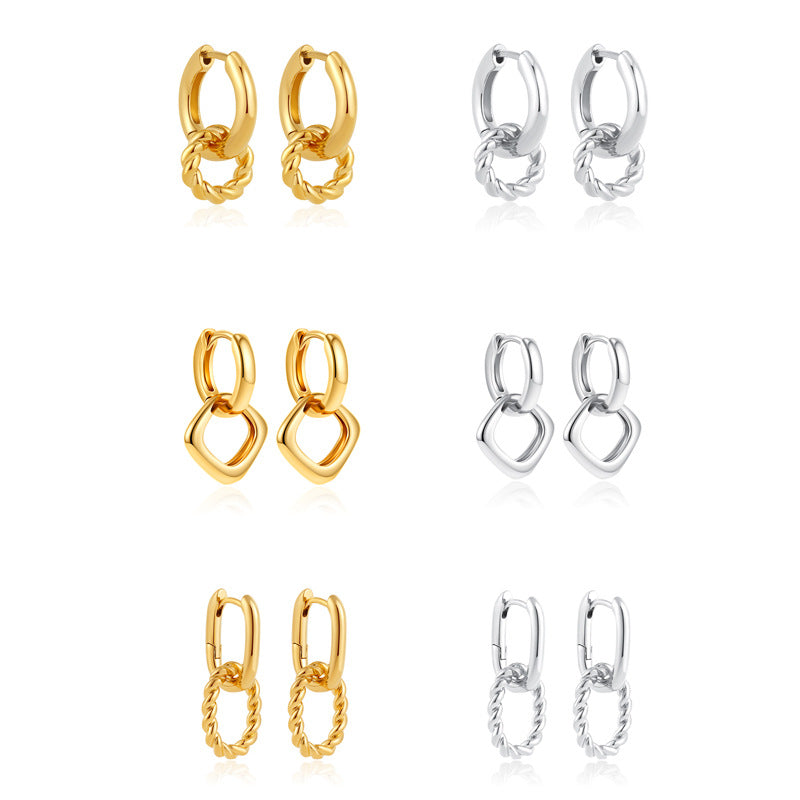 Twist Geometric Square Ear Clip Simple Earrings