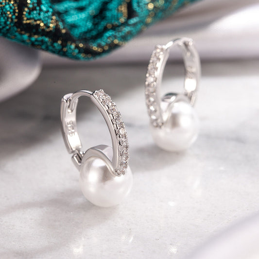 Fashion Simple Rhinestone Pearl Classic Style Temperament Earrings