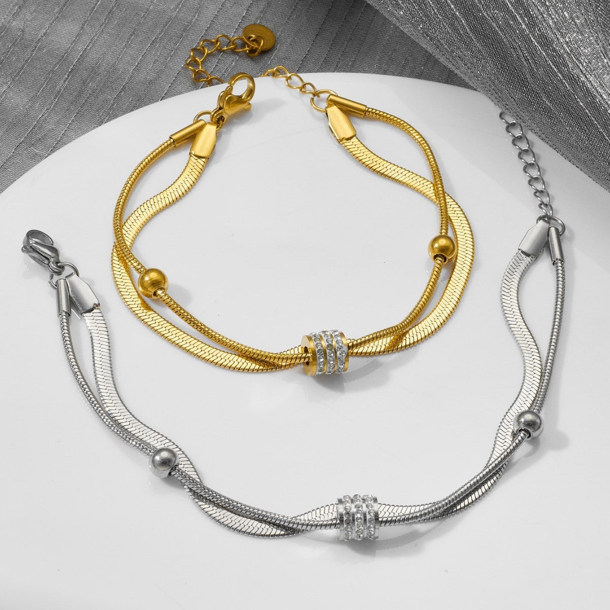 Round Clip Bead Stainless Steel Water-resistant Bracelet