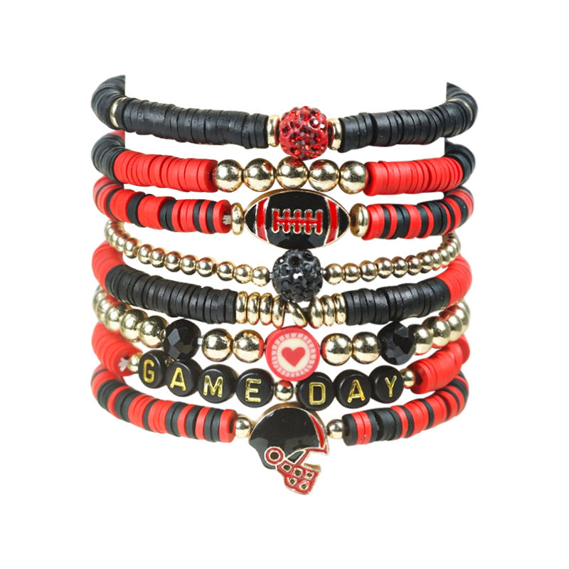 Rugby Golden Balls Twin Crystal Love Letter Bracelet