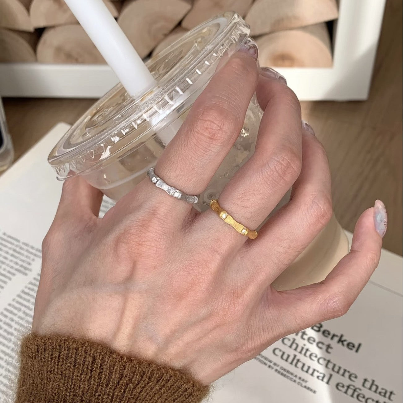 Women's Bamboo Joint Brushed Temperament Entry Lux Niche Simple Fashion Rings