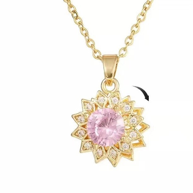 Flower Titanium Steel Design Fresh Rotating Decompression Clavicle Necklace