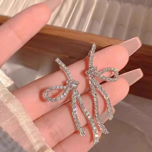 Sier Bow Ribbon Design Light Luxury Rings