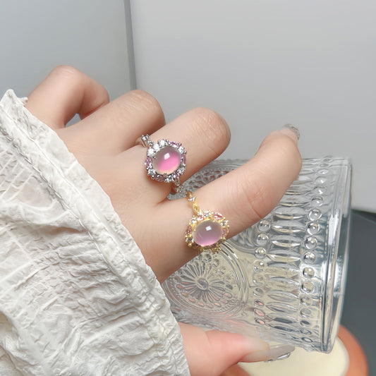 Luxury Temperament Imitation Chalcedony High-grade Open Female Sweet Rings