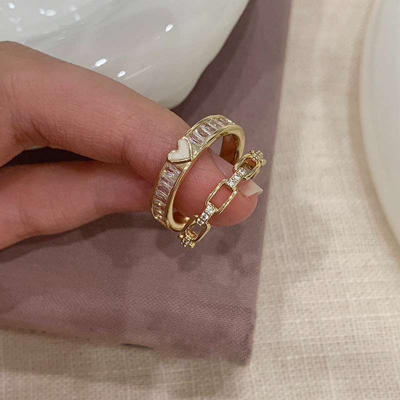 Loving Heart Zircon Trendy Temperament Index Finger Style Ring