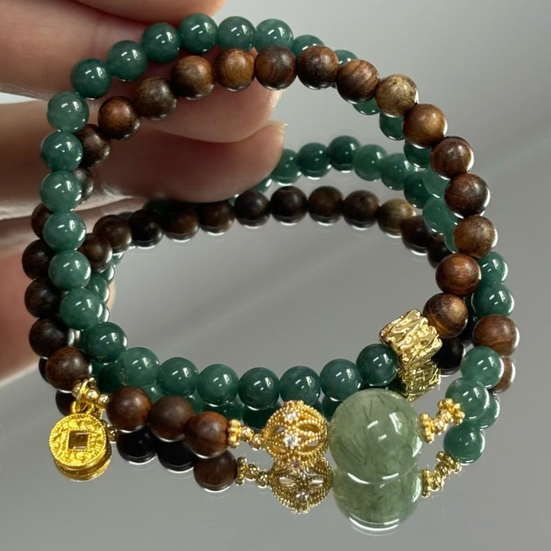 Black Rosewood Blue Water Jade Double Female Green Bracelet