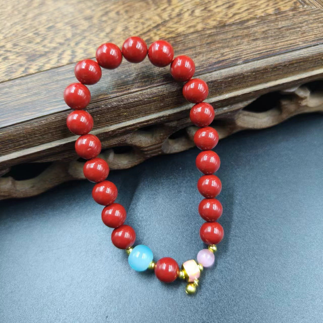 Women's & Men's Cinnabar Purple Gold Sand Single Circle Simple Buddha Beads Light Bracelet
