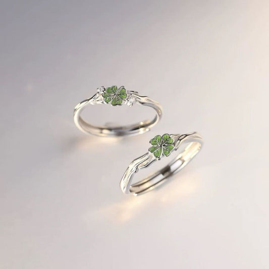 Women's & Men's Clover Couple One Pair Design Light Luxury Valentine's Day Gift Ring