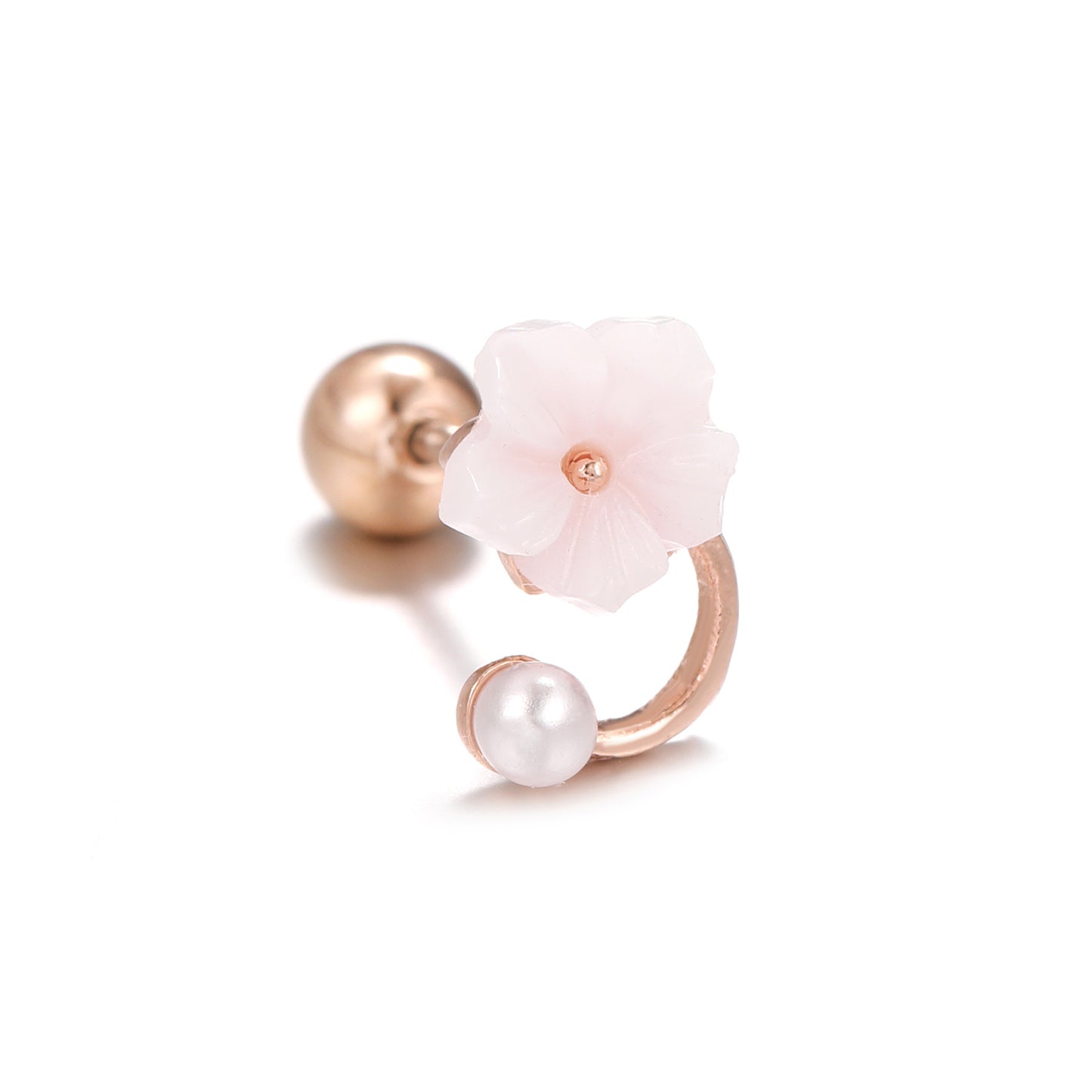 Mori Style Fresh Zircon Flower Ear Bone Stainless Steel Fine Stud Earrings