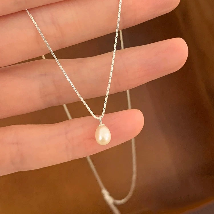 Women's Oval Pearl Everyday Joker Exquisite Clavicle Chain Light Luxury Necklace