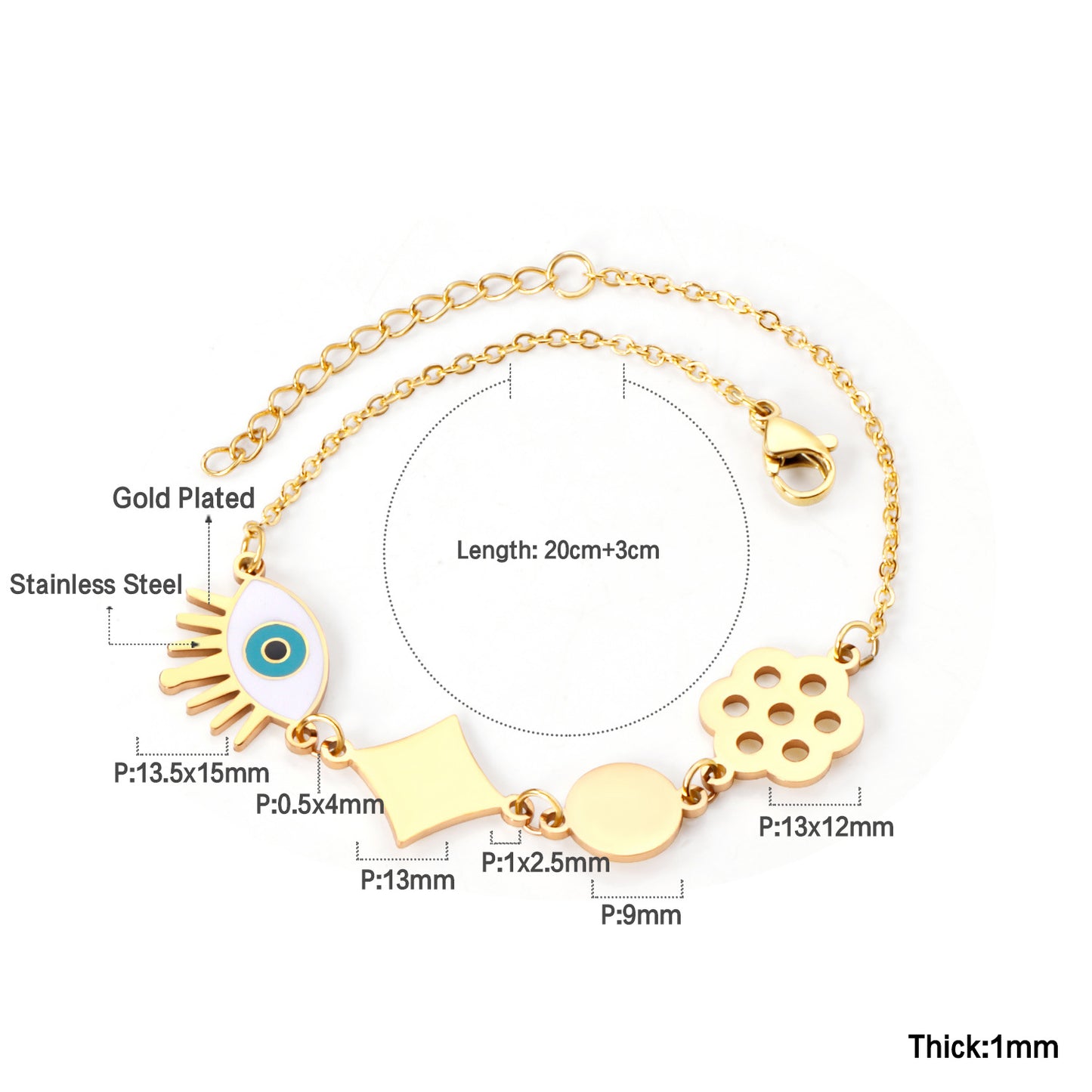 Women's Devil's Eye Niche Fashion Electroplated Metal Hand Bracelets