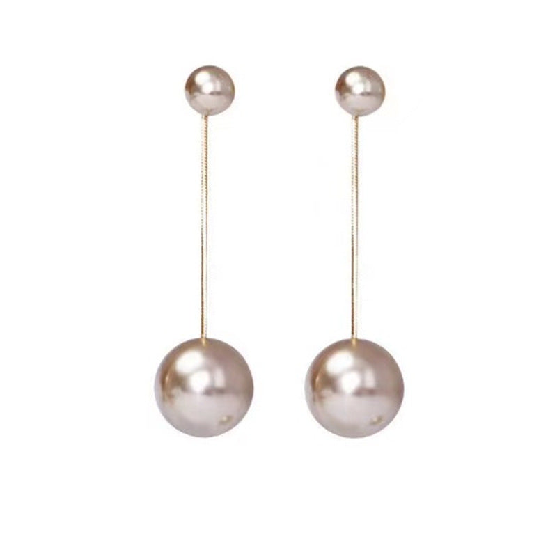 Women's Sier Needle Mermaid Pearl Retro Simple Graceful Earrings