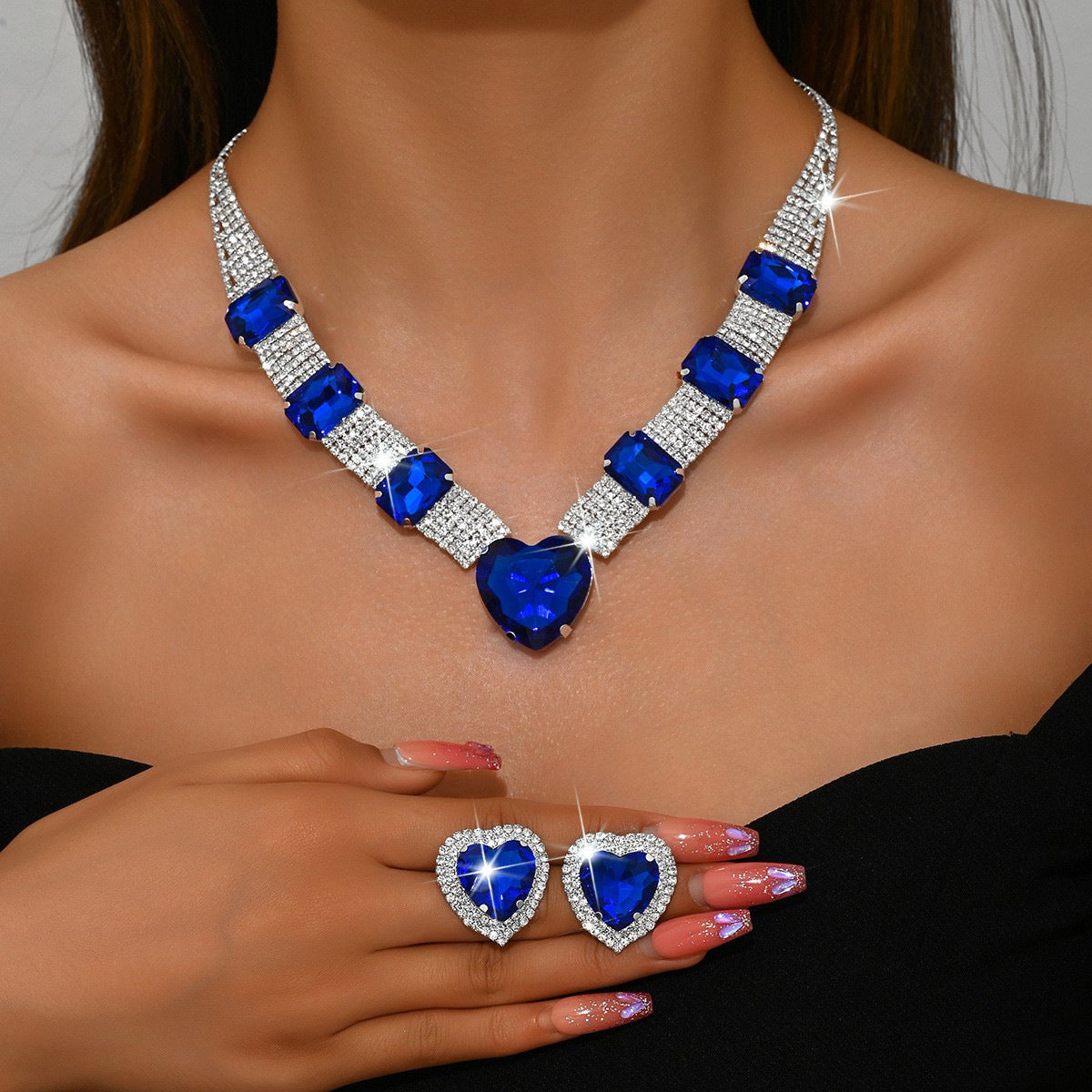 Kit Zircon Wings Water Drop Wedding Dinner Party Formal Jewelry Set