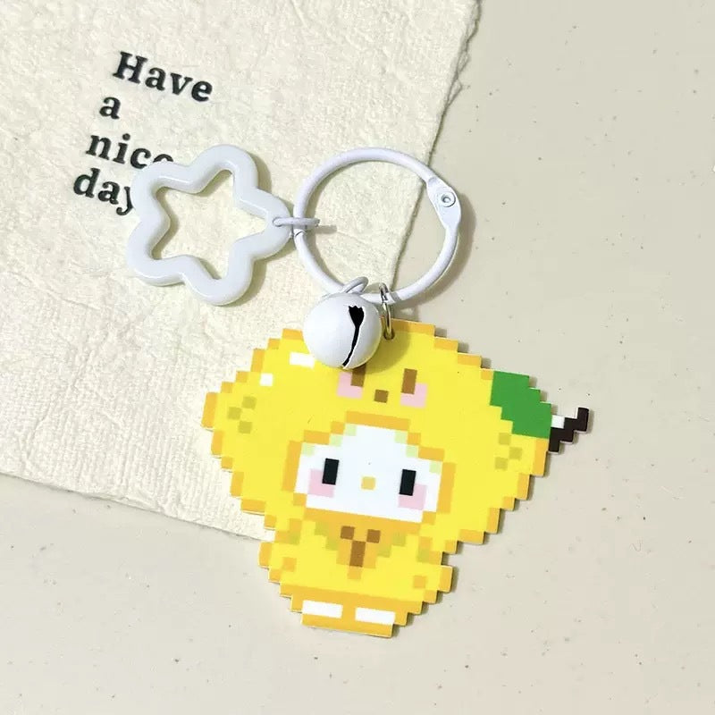Pixel Cartoon Key Button Schoolbag Cute Acrylic Hang Decorations Hanging Ornaments