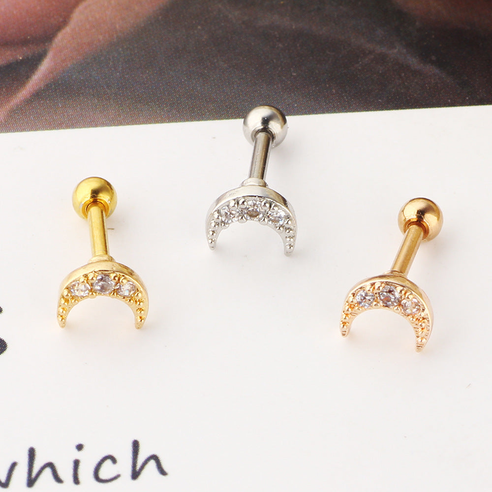 Women's Bone Screw Piercing Labret Lip Body Stud Earrings