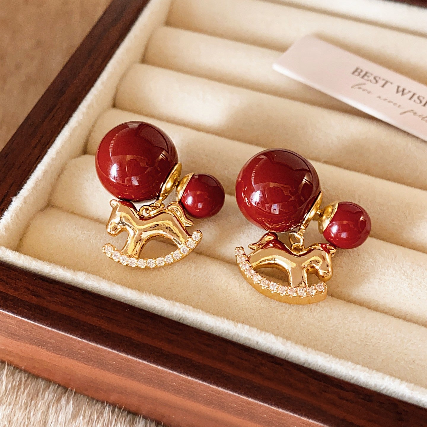 Women's Flocking Pearl Gourd Pony Ear Clip Niche Earrings