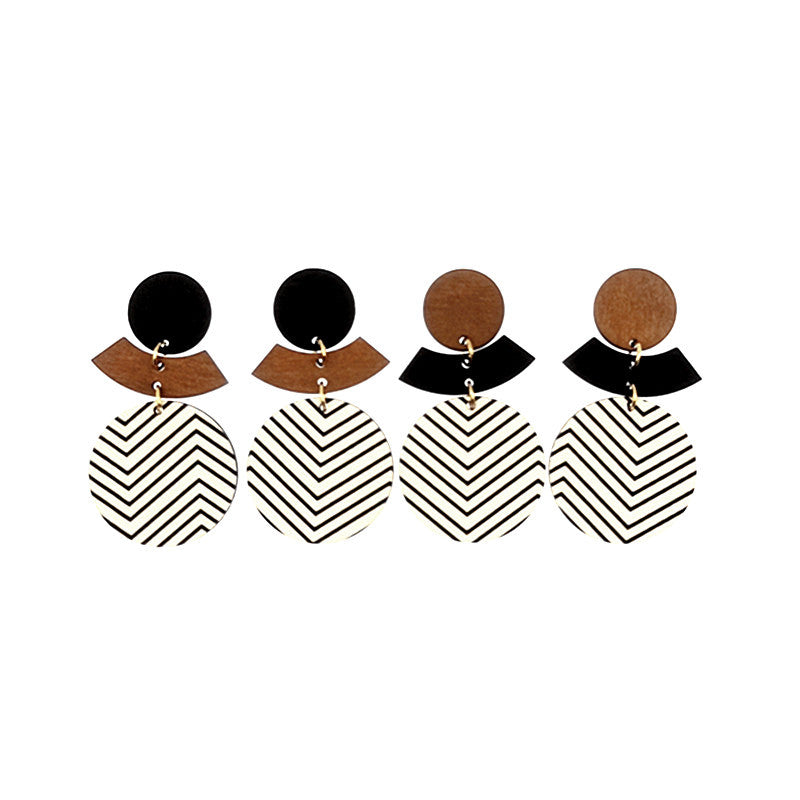 Patch Fashionable Simple Geometric Versatile Wooden Earrings