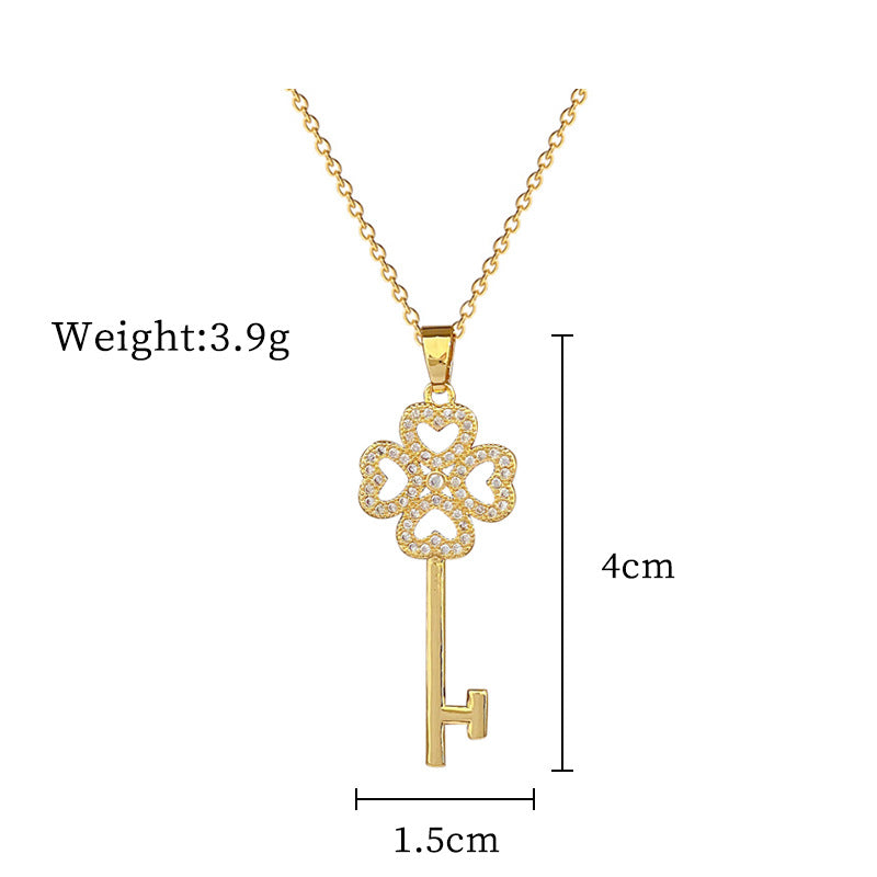 Steel Lucky Female Copper Micro Inlay Real Gold Plating Necklaces