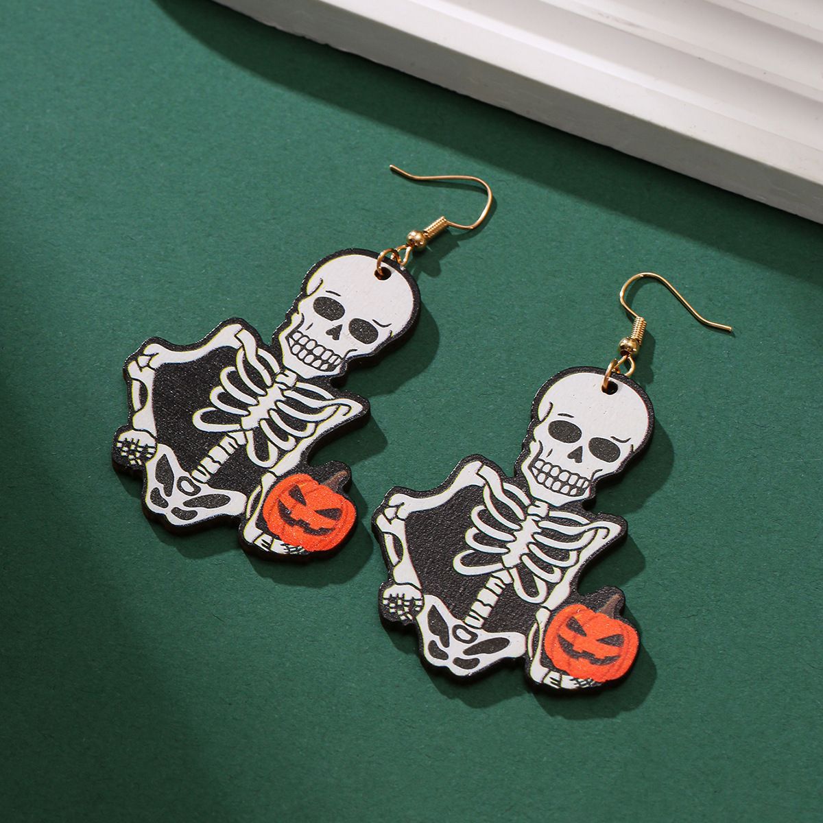 Holiday Funny Pumpkin Green Fur Monster Personalized Earrings